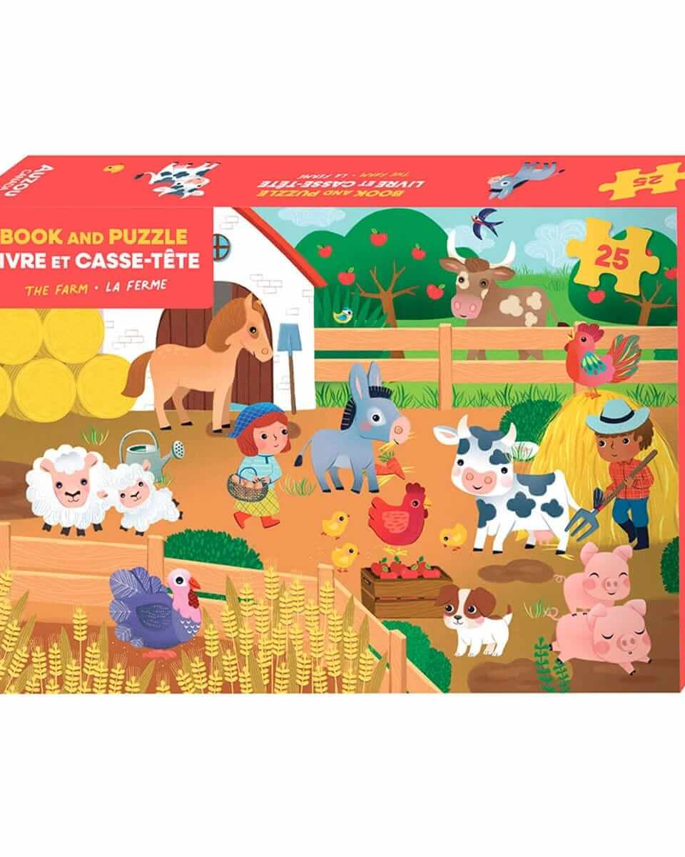 Coffret livre et casse - tête 25 pcs: La ferme - Casse - têtes - Boutique LeoLudo - Auzou