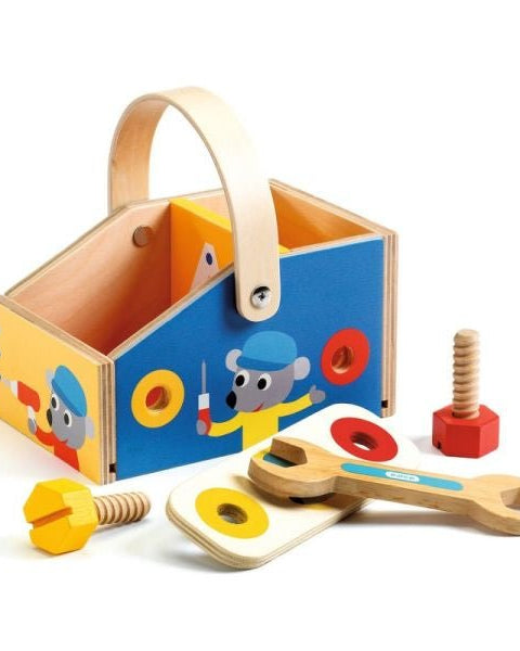 Coffret Minibrico Panier 6 Outils, Boîte 2 Compartiments pour Enfants - Boutique LeoLudo