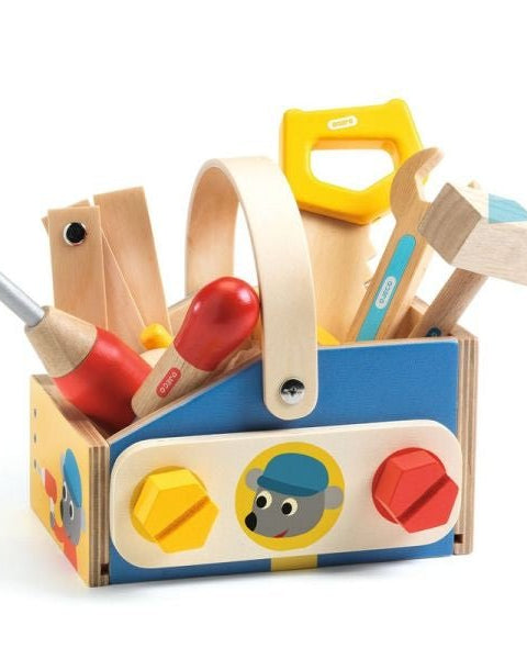 Coffret Minibrico Panier 6 Outils, Boîte 2 Compartiments pour Enfants - Boutique LeoLudo