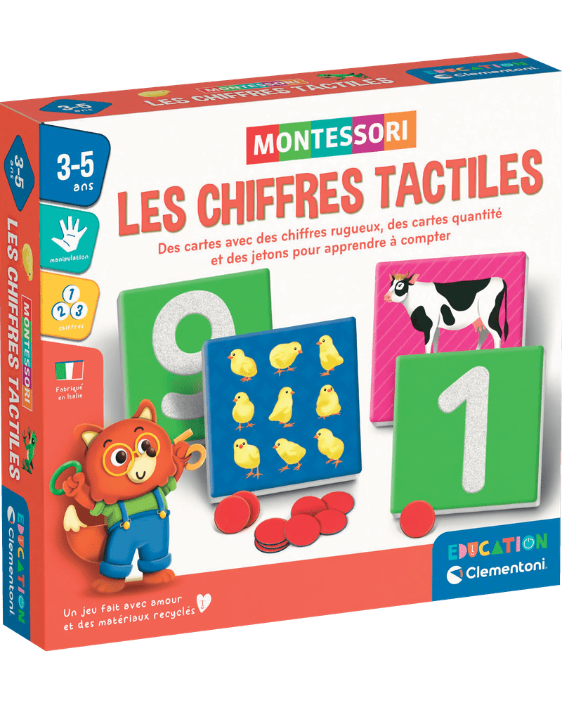 Coffret Montessori: les chiffres tactiles (v. FR) - Jeux éducatifs - Boutique LeoLudo - Clementoni
