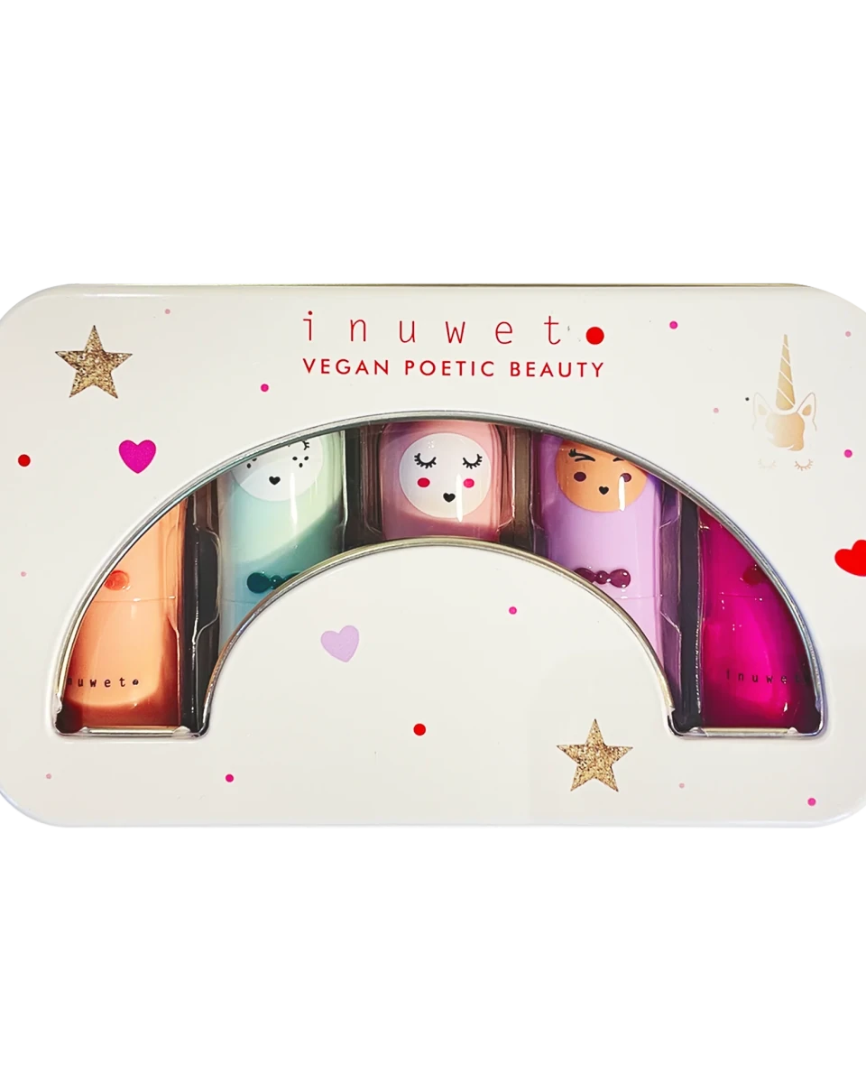 Coffret Rainbow Deluxe – 5 baumes à lèvres Inuwet - Boutique LeoLudo - inuwet