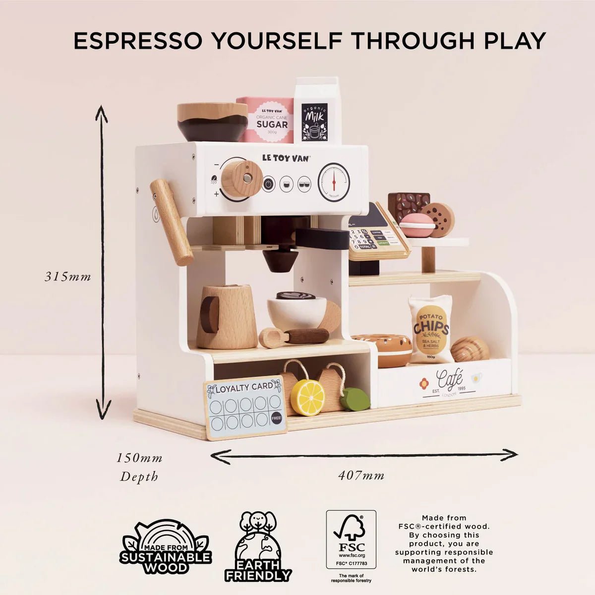 Comptoir café Barista en bois - Jouets d'imitation - Boutique LeoLudo - Le Toy Van