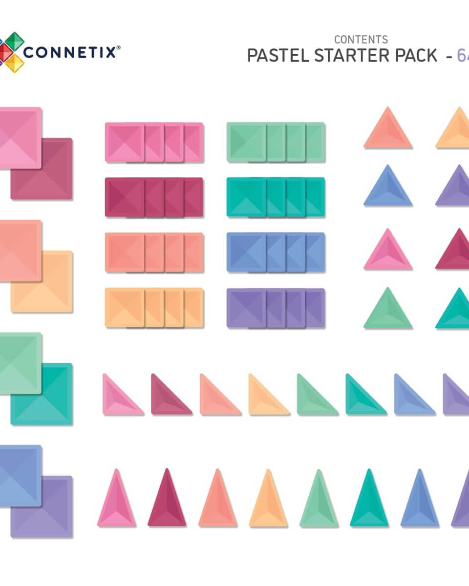 Construction magnétique - Kit de démarrage Pastel (64 pcs) - Jeux de construction - Boutique LeoLudo - Connetix