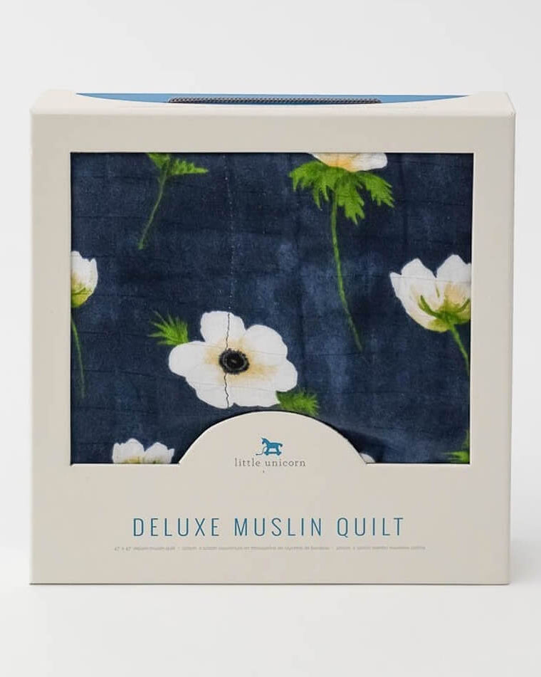 Couette en mousseline de luxe (quilt) - Anémone blanche - Literie - Boutique LeoLudo - Little Unicorn