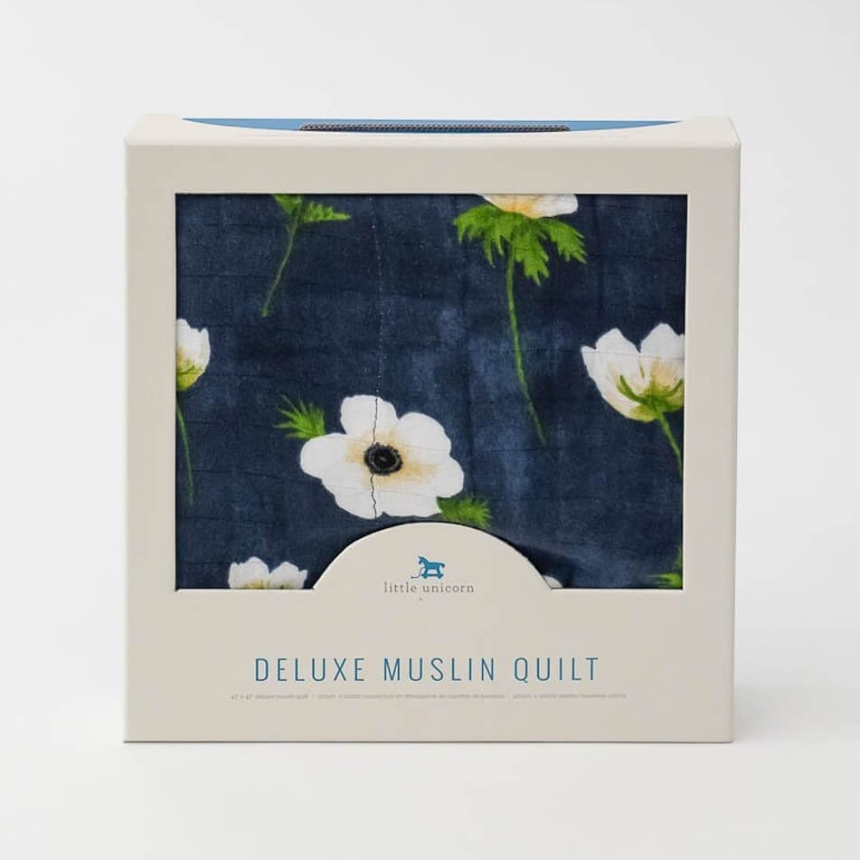 Couette en mousseline de luxe (quilt) - Anémone blanche - Literie - Boutique LeoLudo - Little Unicorn