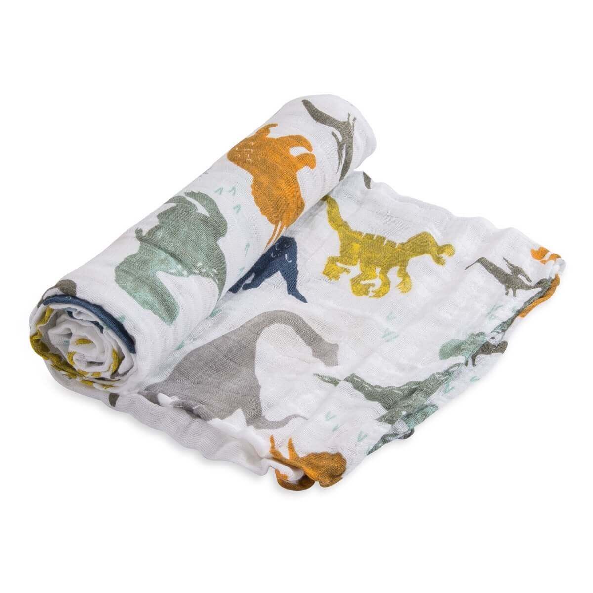 Couverture à langer en mousseline de coton - Dino Friends-Little Unicorn-Boutique LeoLudo
