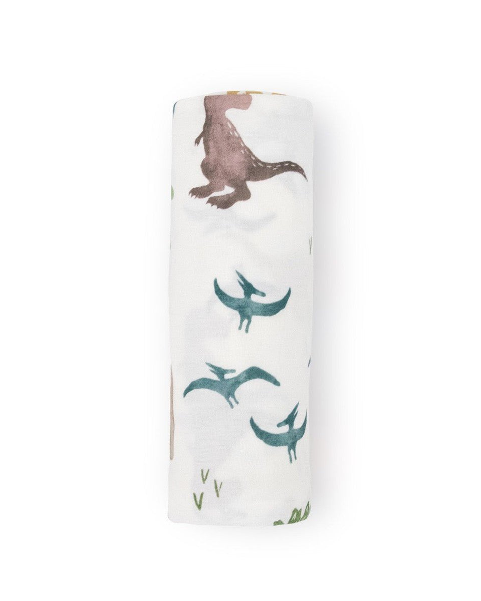Couverture d'emmaillotage en tricot extensible - Dino Pals - Couvertures - Boutique LeoLudo - Little Unicorn