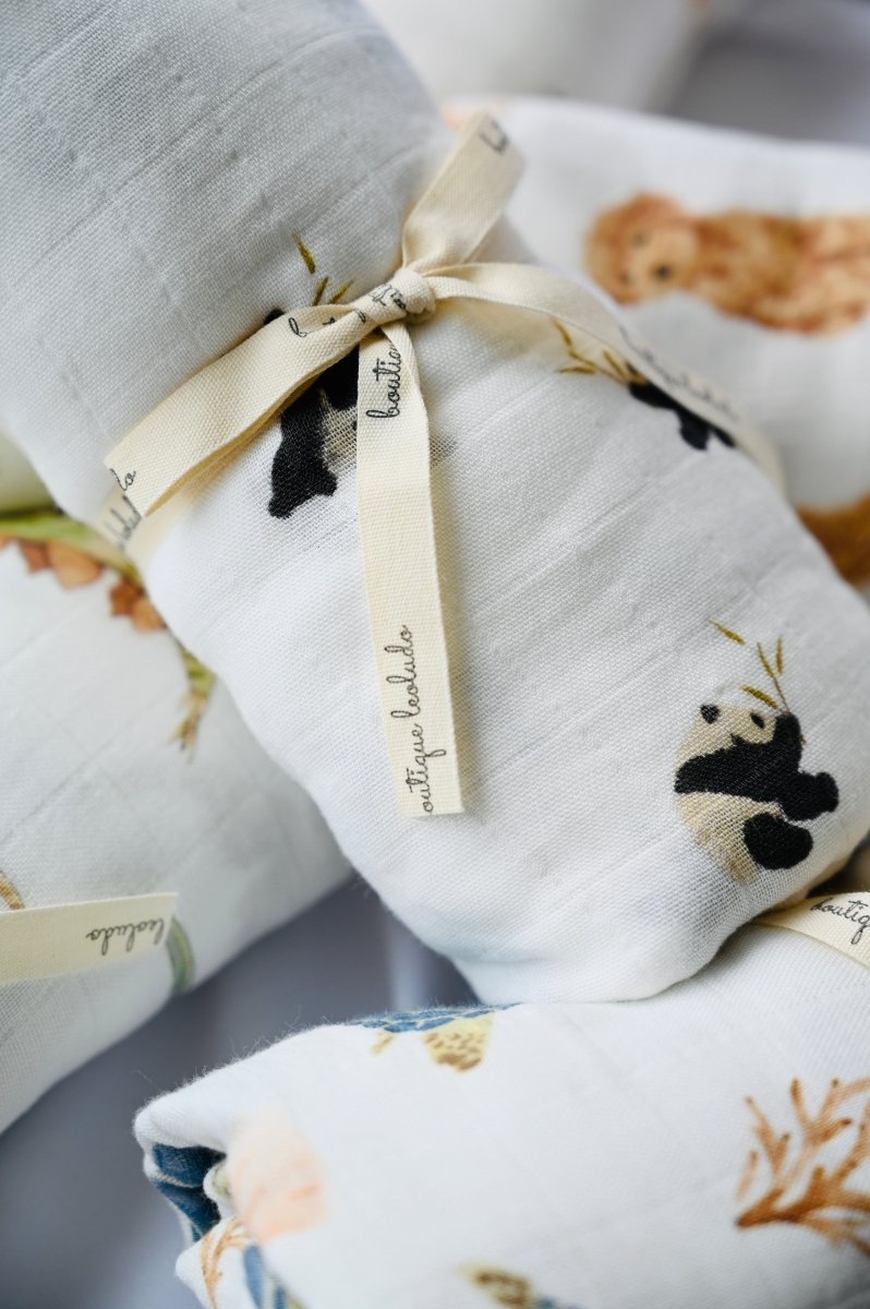 Couverture en mousseline de bambou – Pandas -Couvertures- Boutique LeoLudo-LeoLudo
