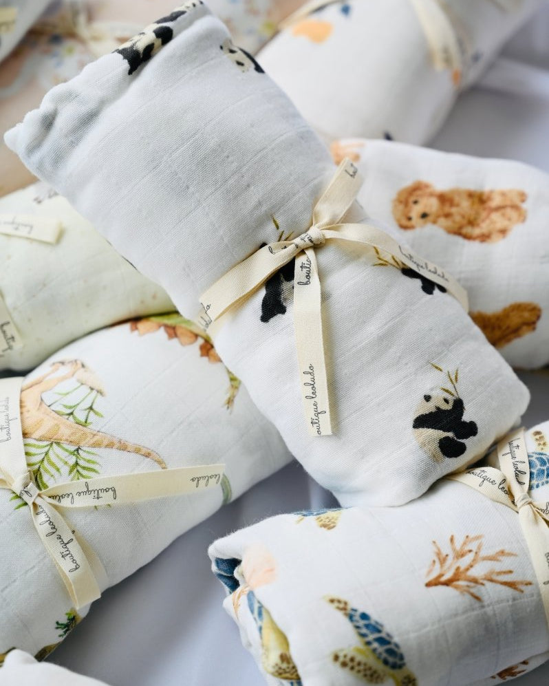 Couverture en mousseline de bambou – Pandas -Couvertures- Boutique LeoLudo-LeoLudo