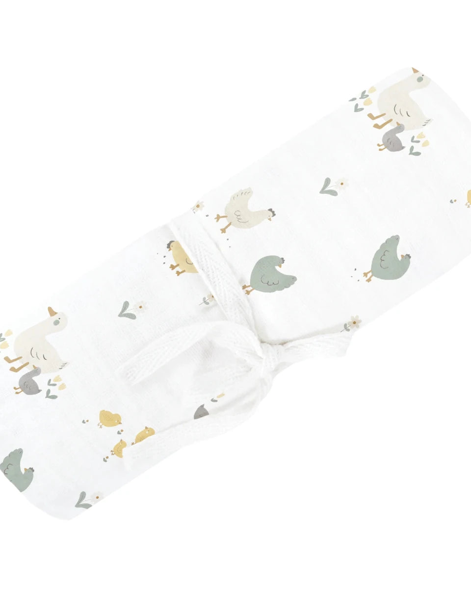 Couverture en mousseline de coton - Poules - Couvertures - Boutique LeoLudo - Perlimpinpin