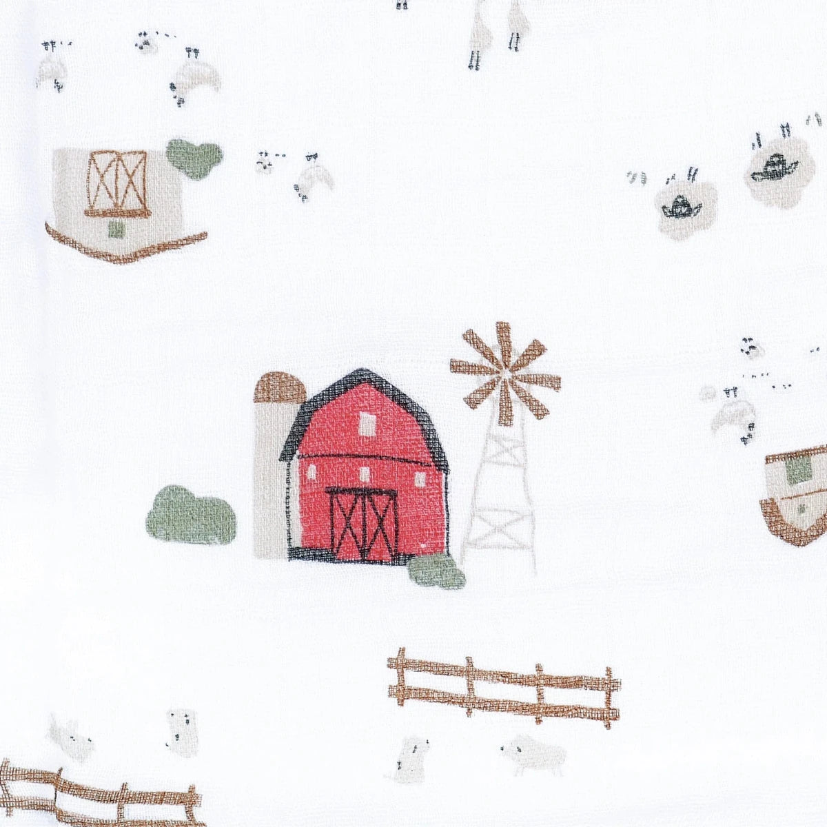 Couverture mousseline coton - Ferme - Couvertures - Boutique LeoLudo - Perlimpinpin