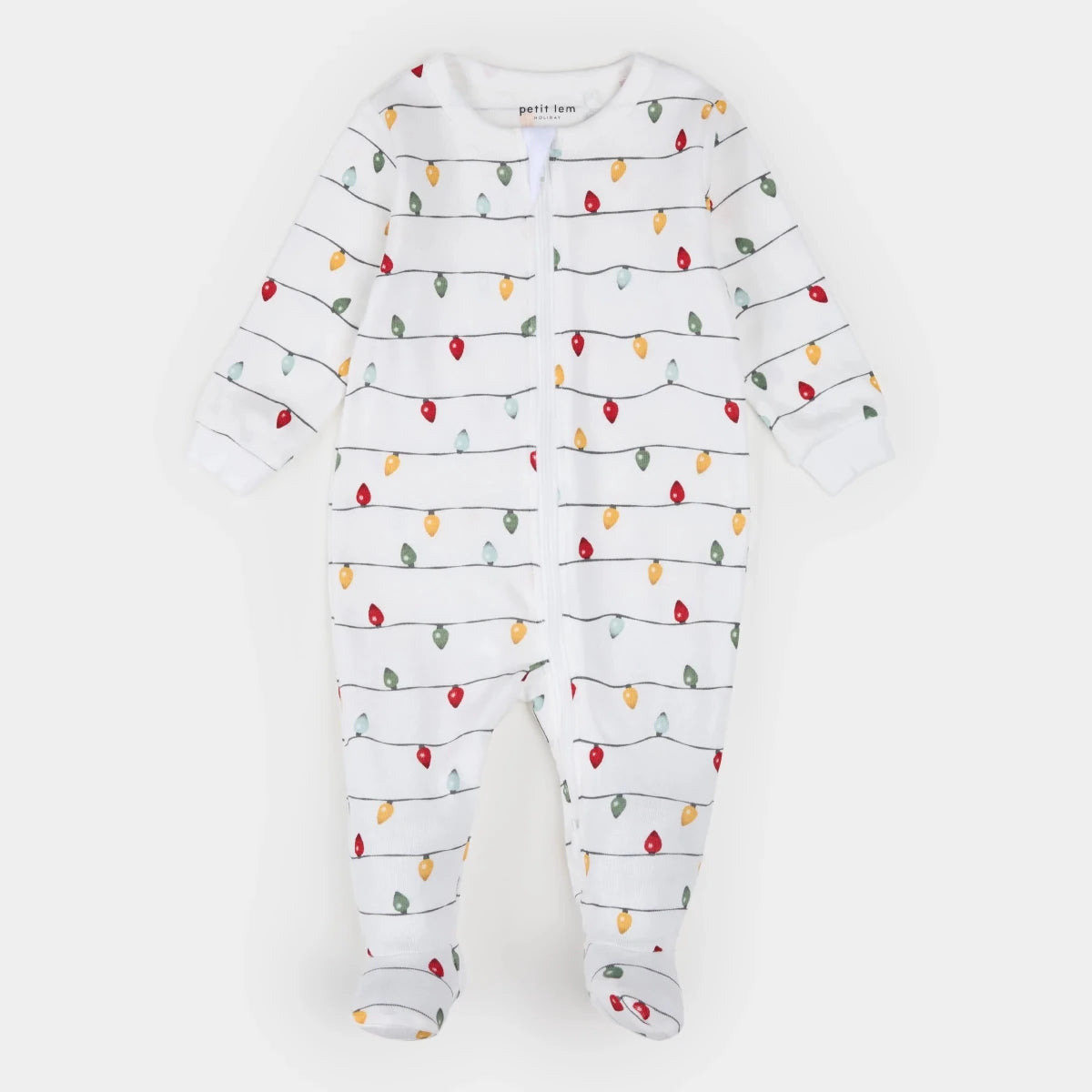 Dormeuse blanc cassé à imprimé lumières des Fêtes -Vêtements- Boutique LeoLudo-Petit Lem