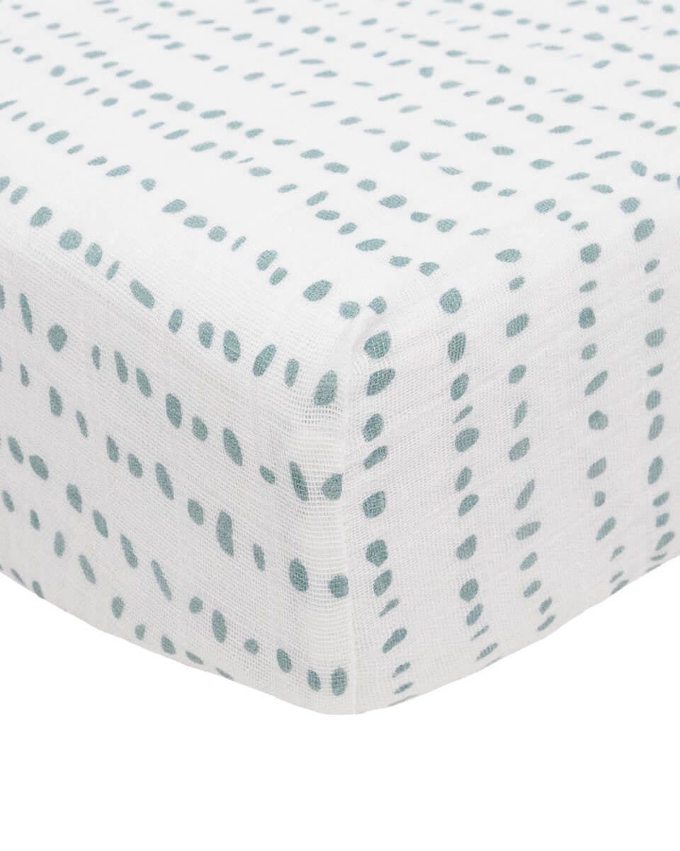 Drap contour en mousseline pour lit de bébé - Rayé - Literie - Boutique LeoLudo - Little Unicorn