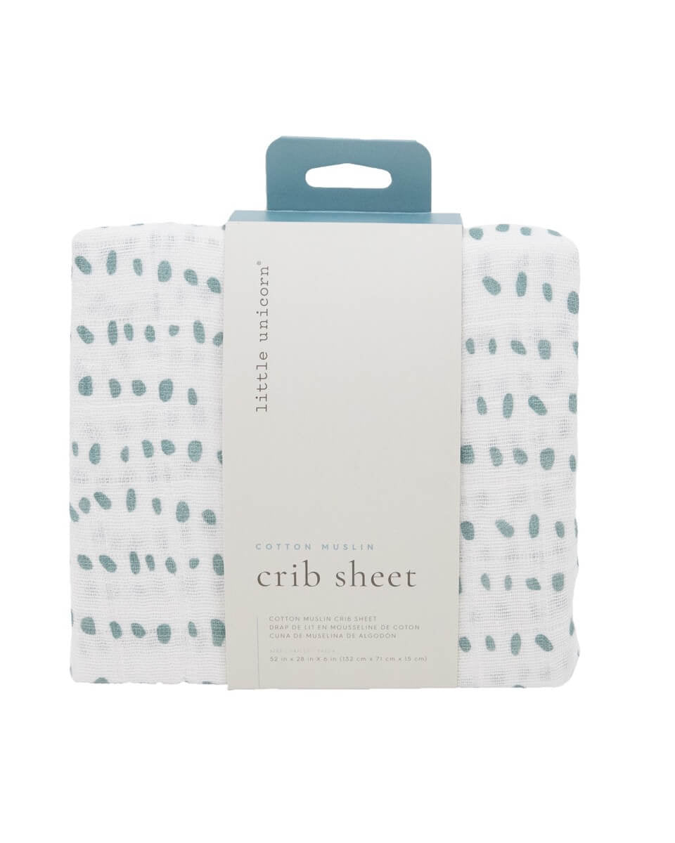Drap contour en mousseline pour lit de bébé - Rayé - Literie - Boutique LeoLudo - Little Unicorn