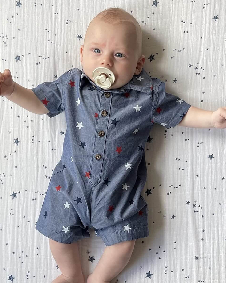 Drap contour en mousseline pour lit de bébé - Shooting Stars - Literie - Boutique LeoLudo - Little Unicorn