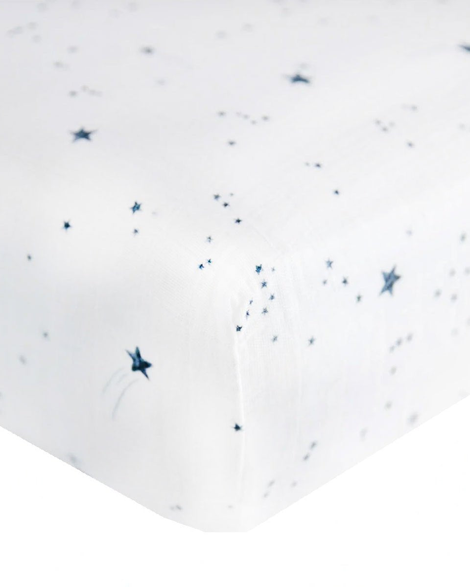Drap contour en mousseline pour lit de bébé - Shooting Stars - Literie - Boutique LeoLudo - Little Unicorn