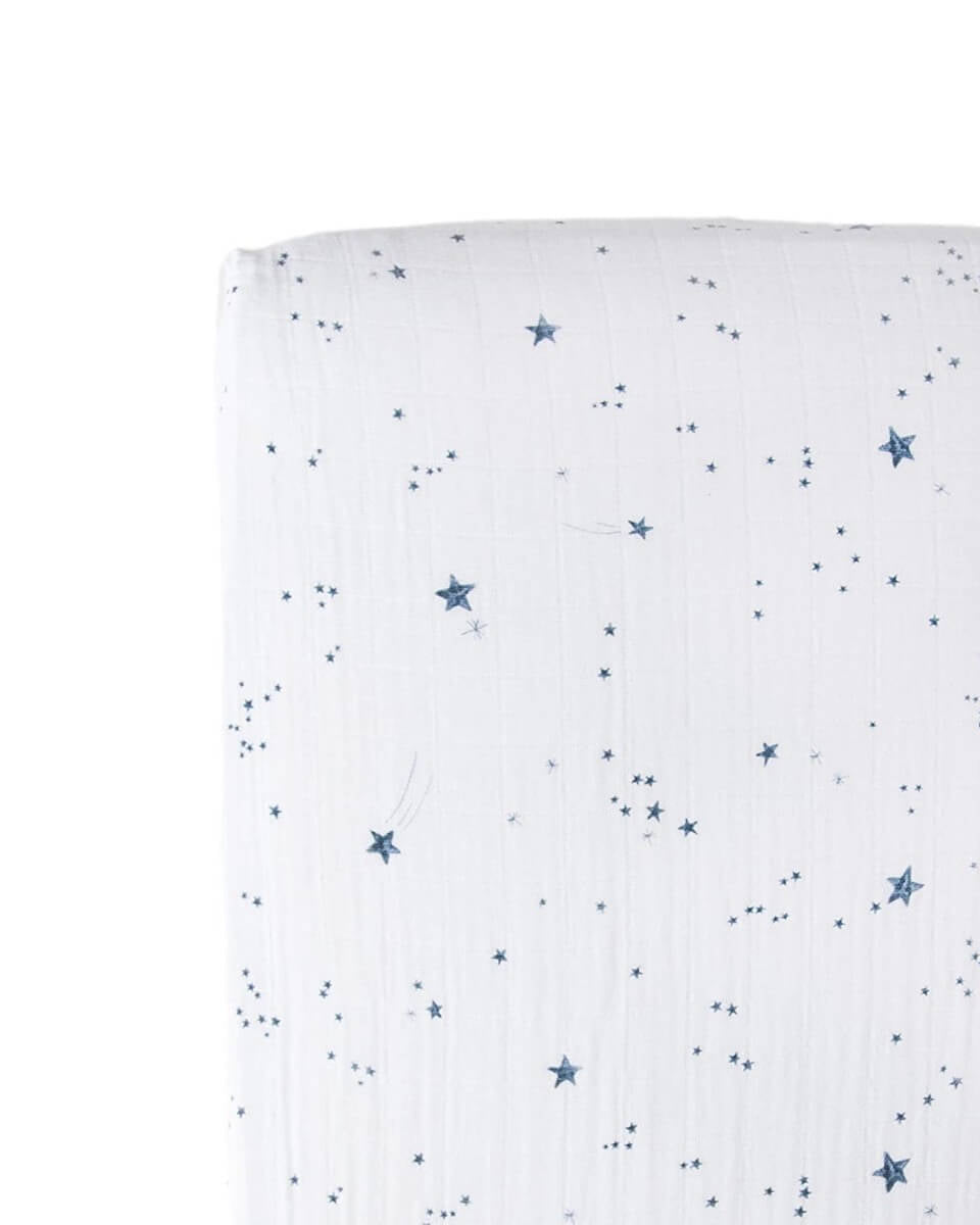 Drap contour en mousseline pour lit de bébé - Shooting Stars - Literie - Boutique LeoLudo - Little Unicorn