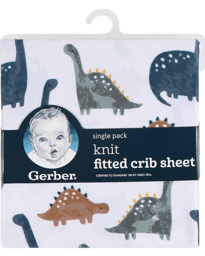 Drap de lit de bébé en tricot - Dino Time - Literie - Boutique LeoLudo - Gerber