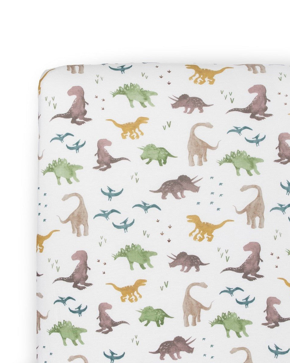 Drap de lit en tricot extensible - Dino Pals - Literie - Boutique LeoLudo - Little Unicorn