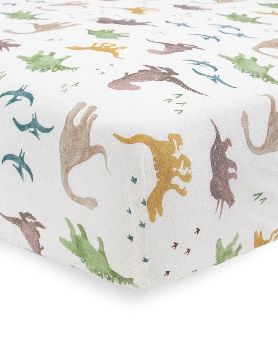 Drap de lit en tricot extensible - Dino Pals - Literie - Boutique LeoLudo - Little Unicorn