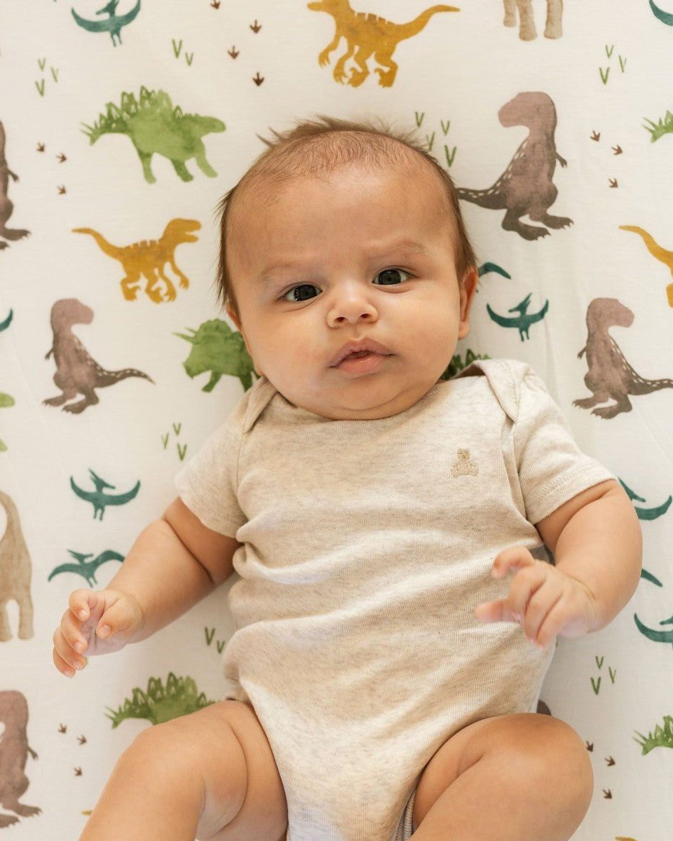 Drap de lit en tricot extensible - Dino Pals - Literie - Boutique LeoLudo - Little Unicorn
