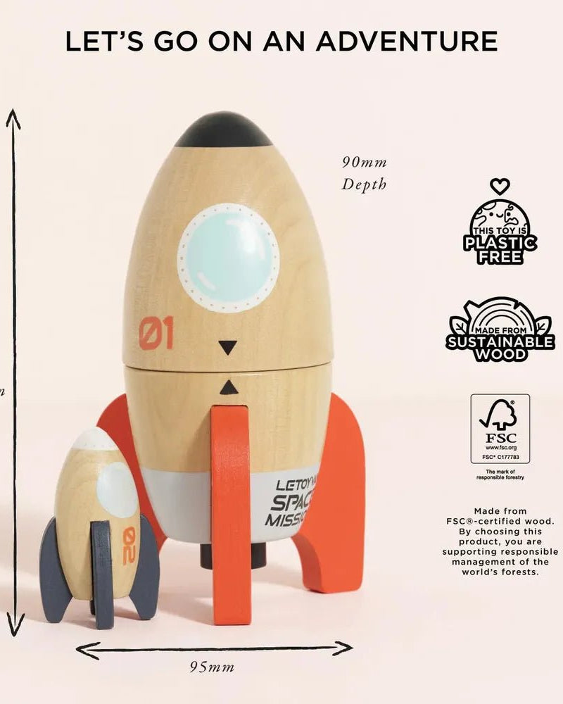 Duo de fusées magnétiques en bois - Véhicules de jeu - Boutique LeoLudo - Le Toy Van
