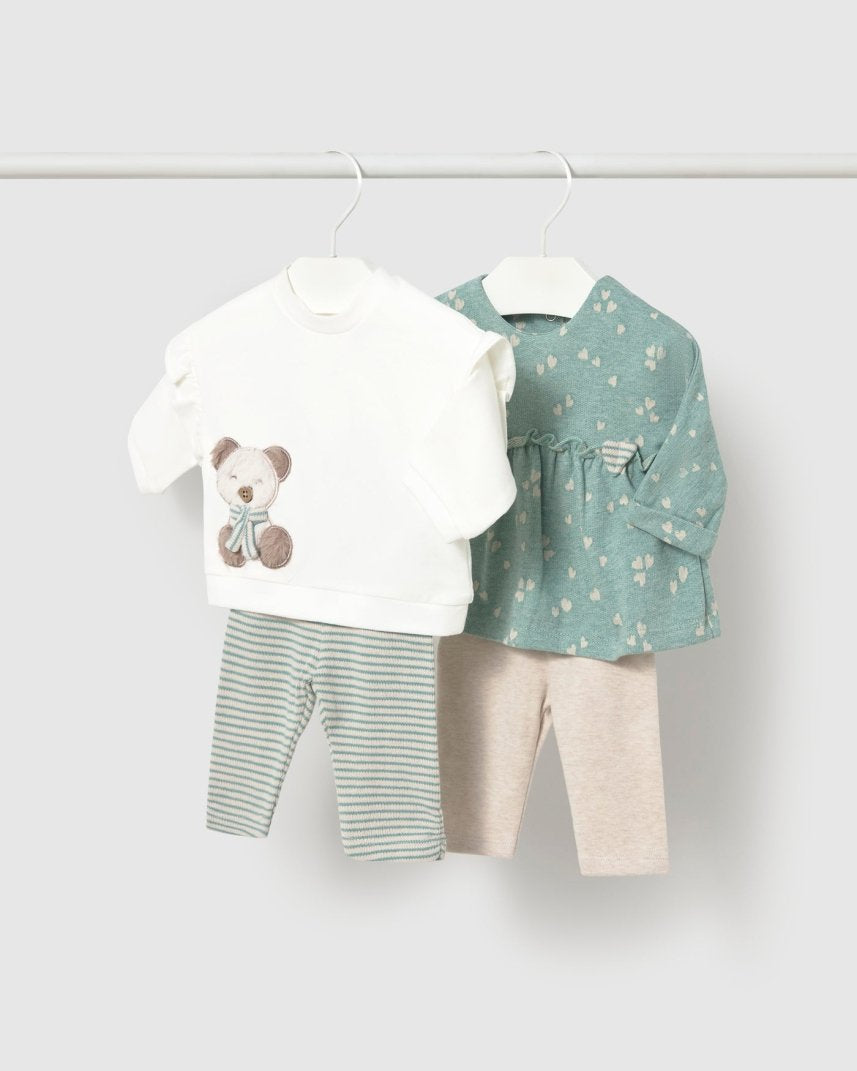 Ensemble 4 pièces en coton Mayoral – Sauge -Vêtements- Boutique LeoLudo-Mayoral