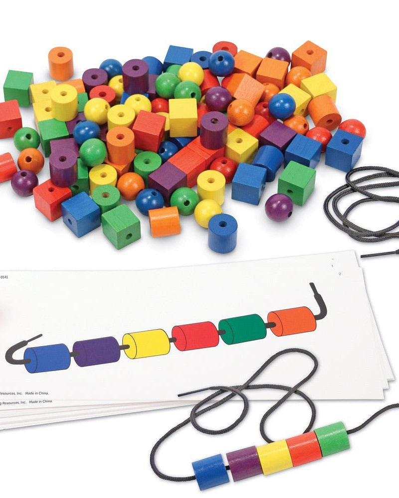 Ensemble d'activités de perles et cartes à motifs (130 pcs) - Jeux de motricité fine - Boutique LeoLudo - Learning Resources