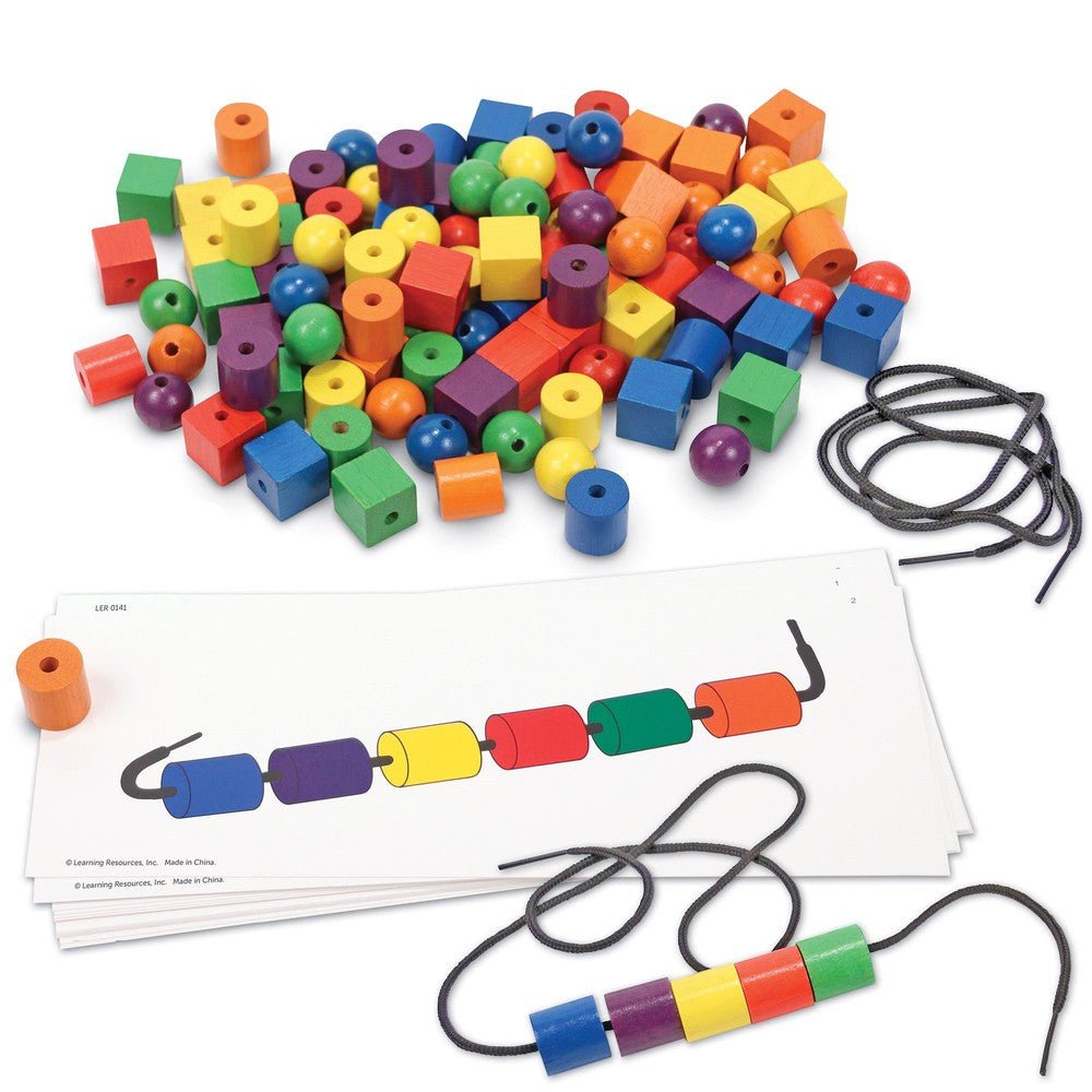 Ensemble d'activités de perles et cartes à motifs (130 pcs) - Jeux de motricité fine - Boutique LeoLudo - Learning Resources