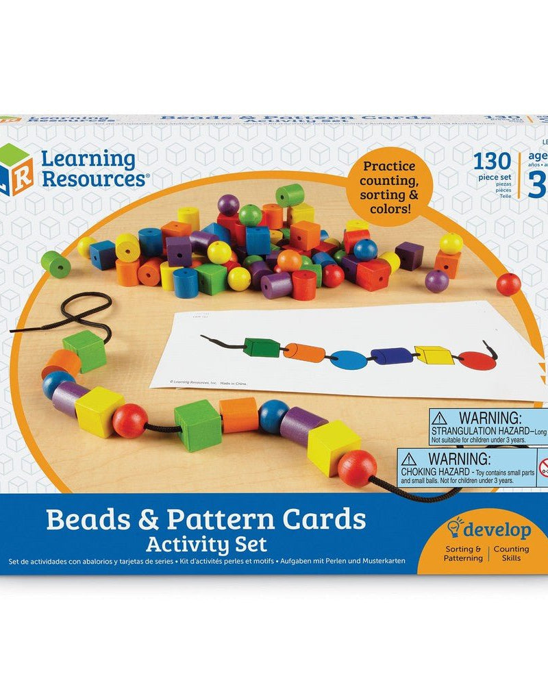 Ensemble d'activités de perles et cartes à motifs (130 pcs) - Jeux de motricité fine - Boutique LeoLudo - Learning Resources