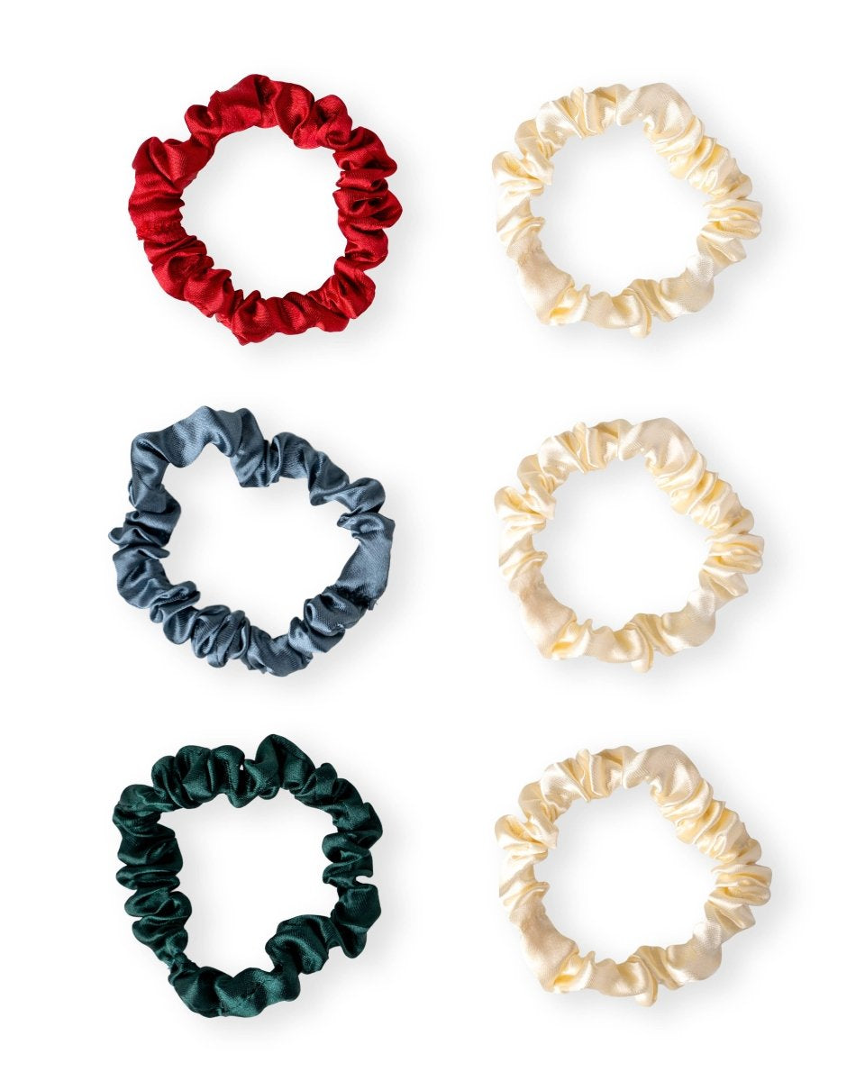 Ensemble de chouchous en satin - Édition des Fêtes (6 mcx) -Accessoires cheveux- Boutique LeoLudo-Canadian Gift Concept