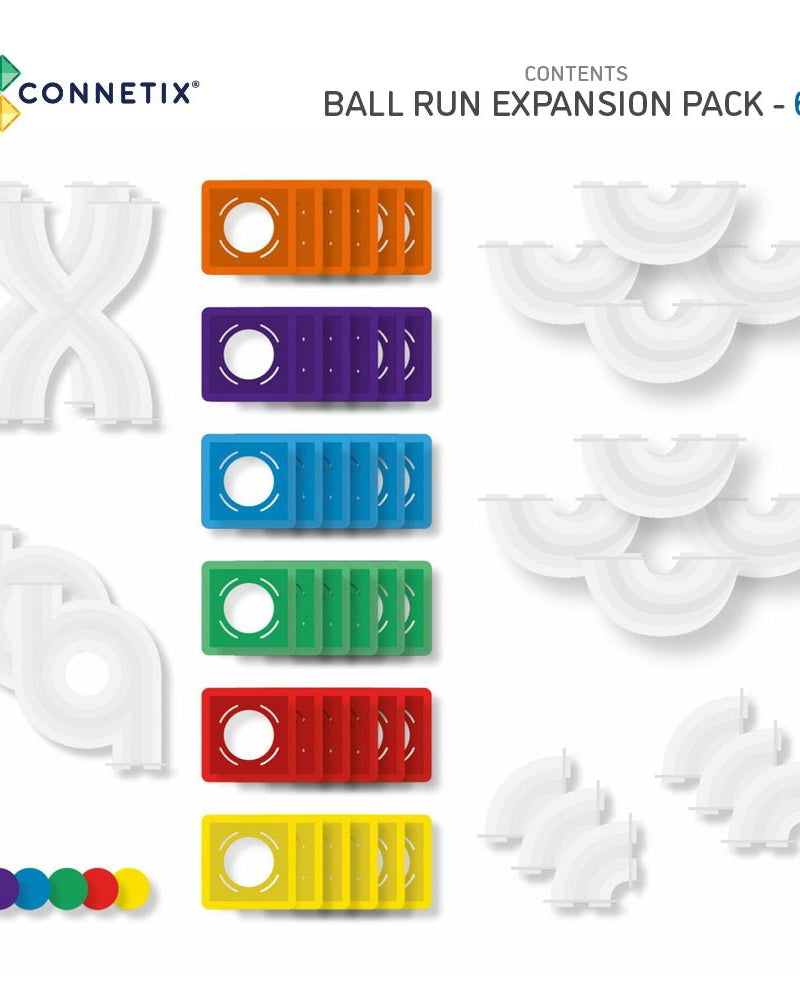 Ensemble d'expansion Ball Run Arc-en-ciel (66 pcs) -Jeux de construction- Boutique LeoLudo-Connetix