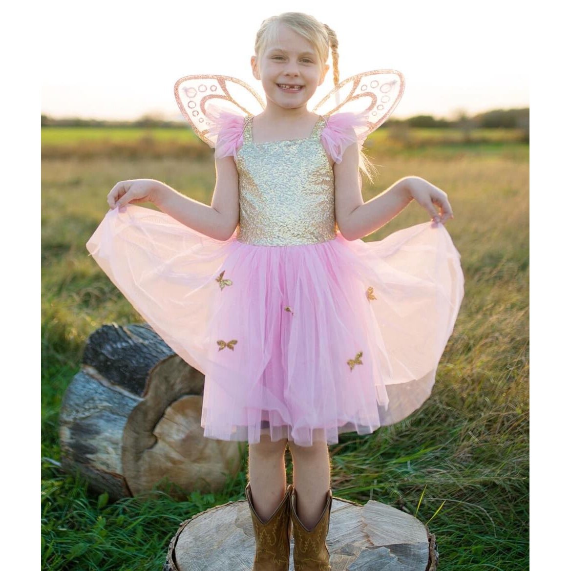 Ensemble jupe et ailes de papillon doré (5 - 7 ans) - Costumes - Boutique LeoLudo - Great Pretenders