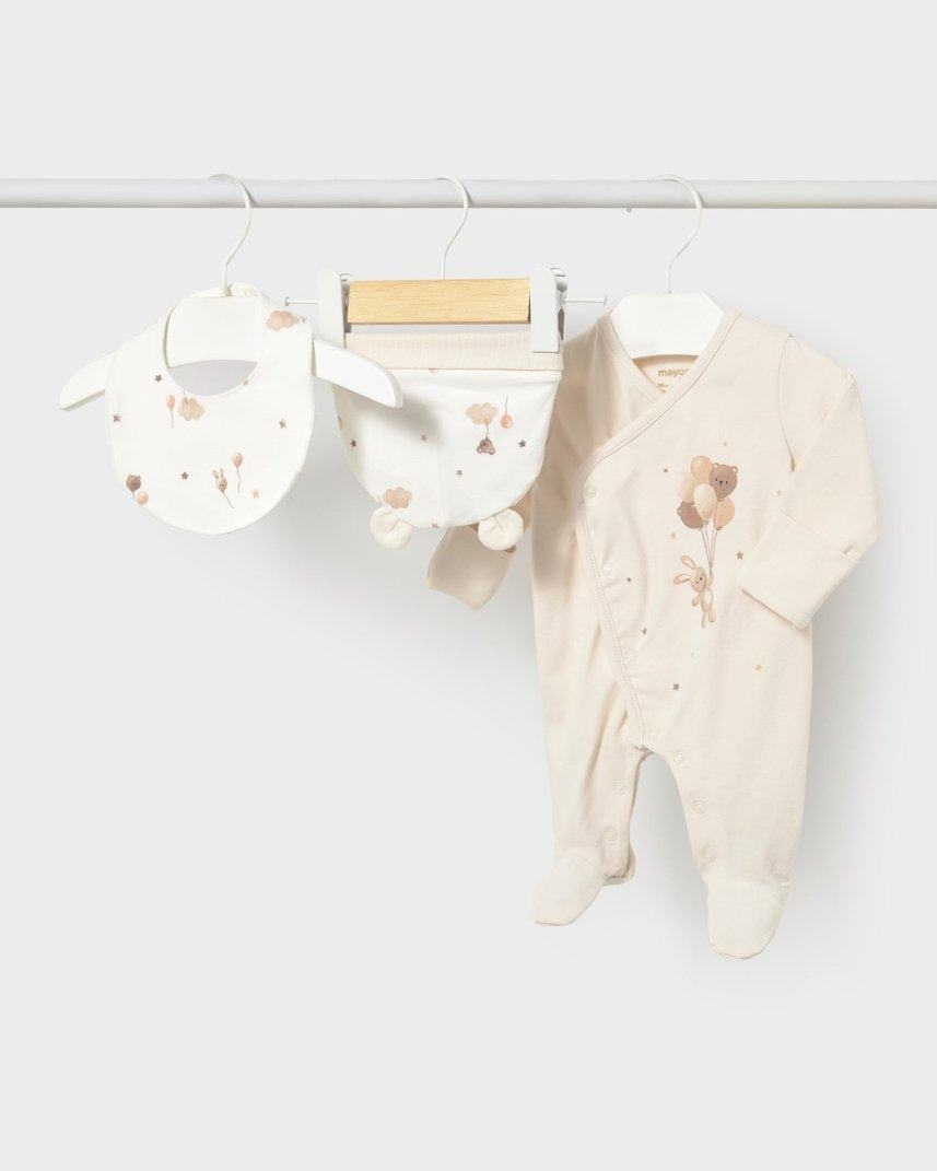 Ensemble naissance 3 pièces Mayoral – Écru -Vêtements- Boutique LeoLudo-Mayoral