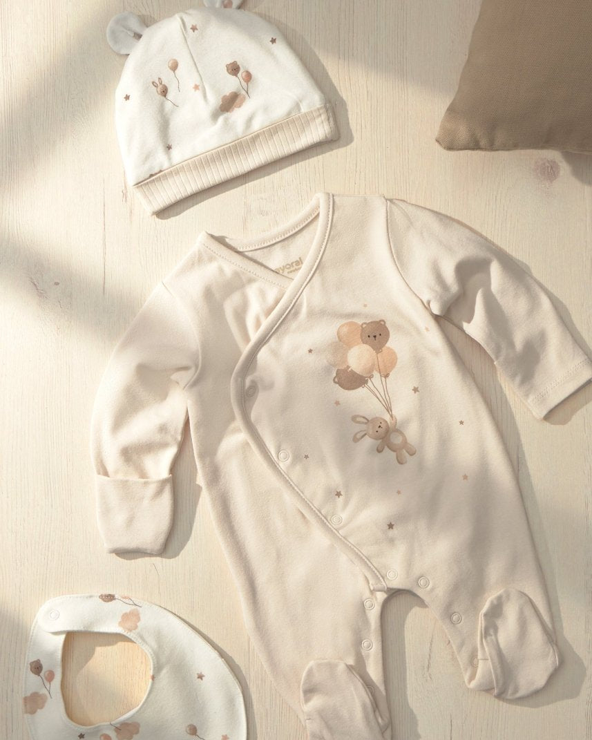 Ensemble naissance 3 pièces Mayoral – Écru -Vêtements- Boutique LeoLudo-Mayoral