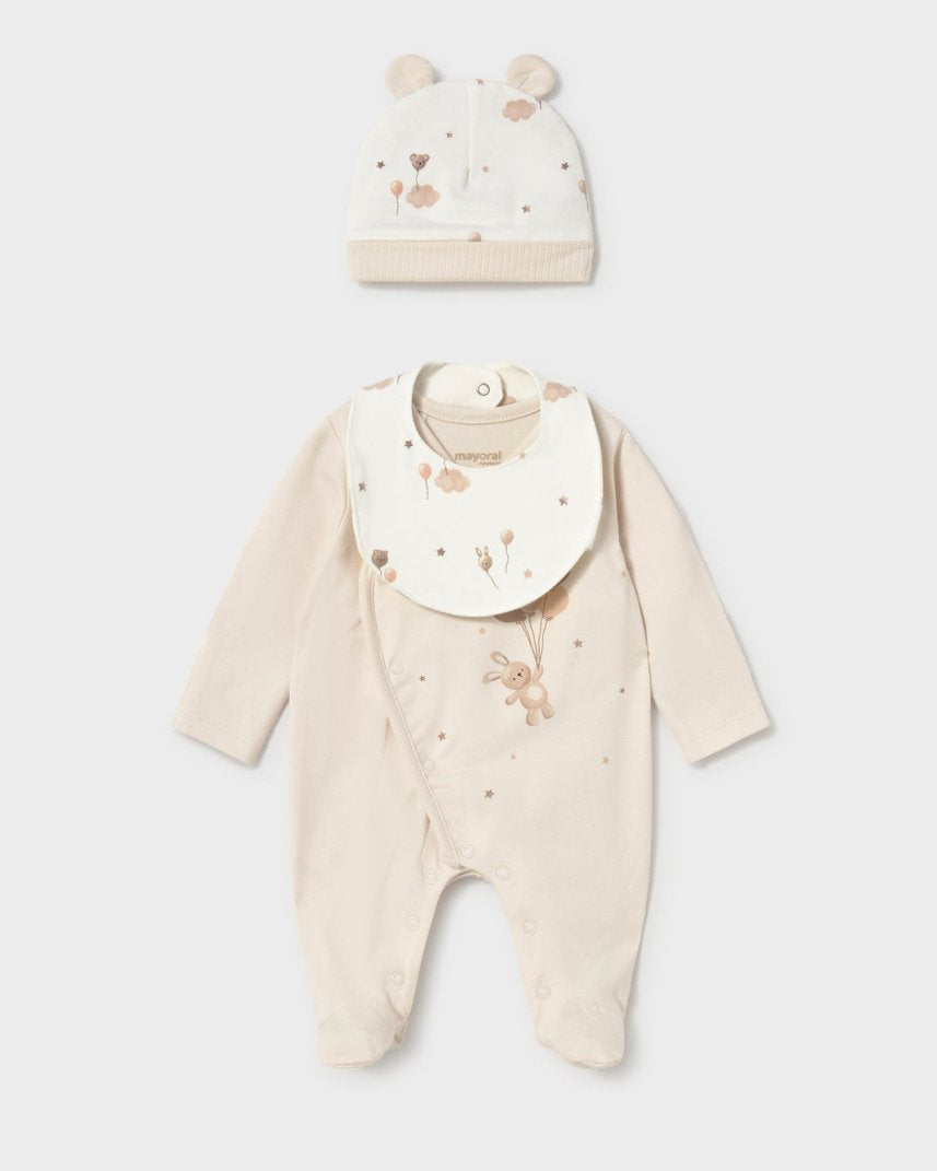 Ensemble naissance 3 pièces Mayoral – Écru -Vêtements- Boutique LeoLudo-Mayoral