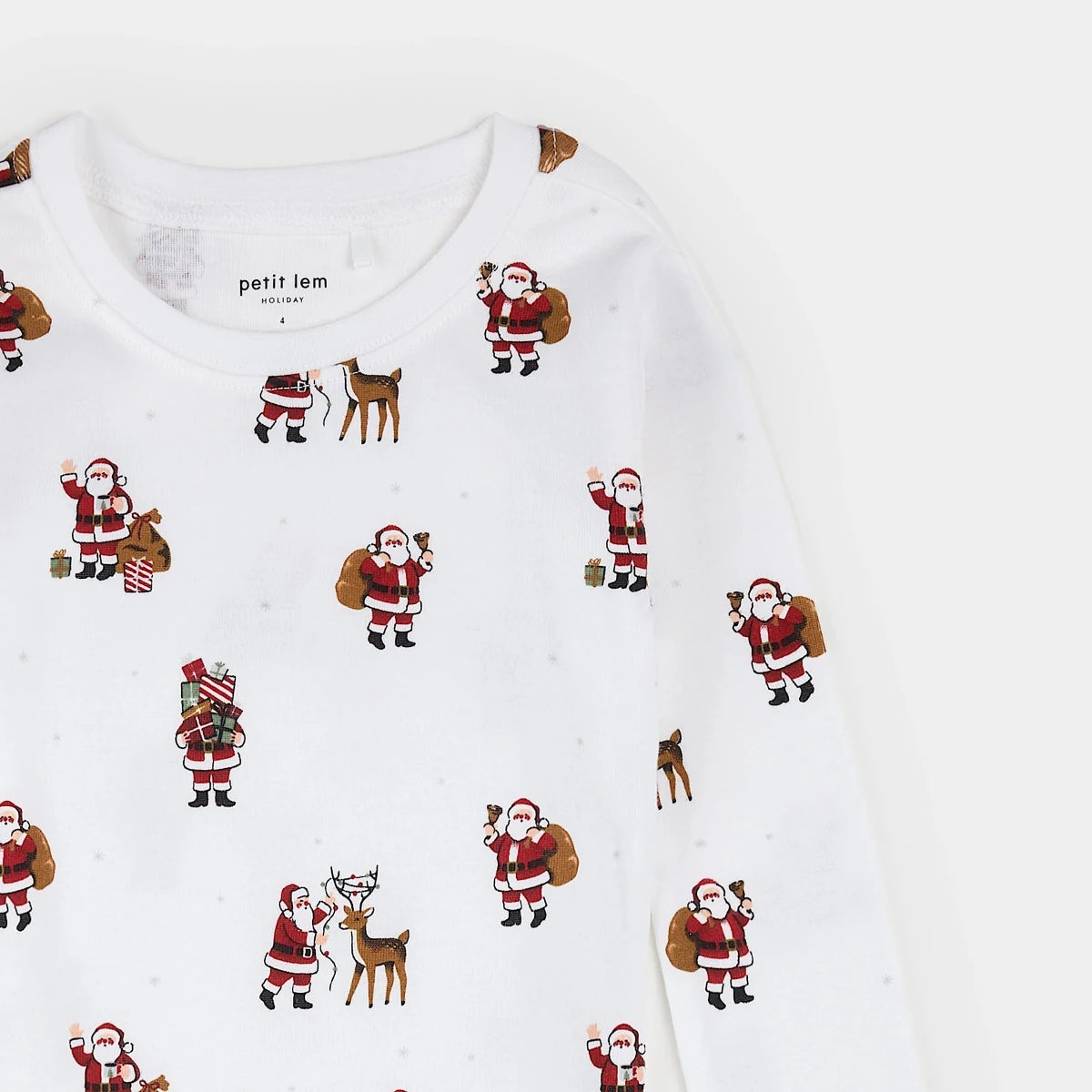Ensemble pyjama blanc cassé à imprimé nuit du Père Noël -Vêtements- Boutique LeoLudo-Petit Lem