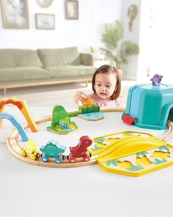 Ensemble Train et Dinosaures avec Seau de Rangement - Ensembles de jeu - Boutique LeoLudo - Hape