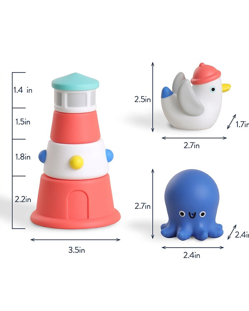 Itzy Stack & Squirt™ – Phare et animaux de bain -Jouets de bain- Boutique LeoLudo-Itzy Ritzy Canada