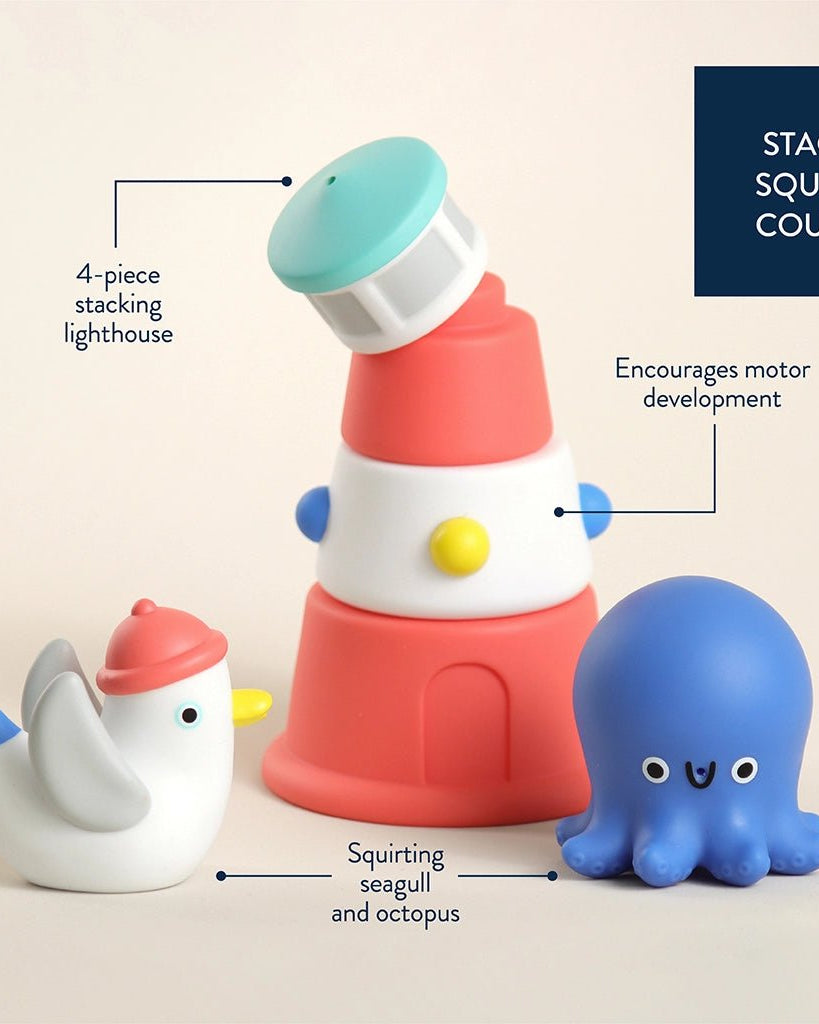 Itzy Stack & Squirt™ – Phare et animaux de bain -Jouets de bain- Boutique LeoLudo-Itzy Ritzy Canada