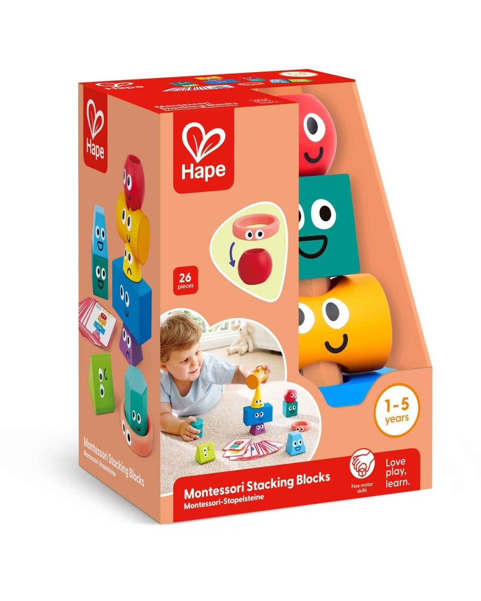 Jeu de blocs à empiler Montessori – Hape - Jeux de construction - Boutique LeoLudo - Hape