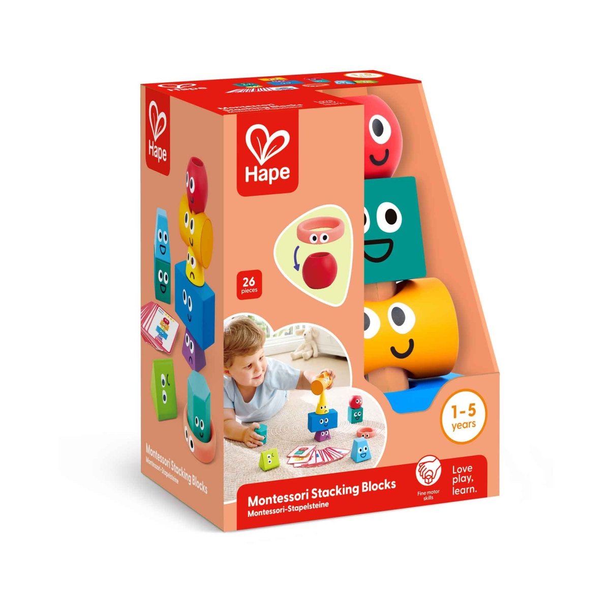 Jeu de blocs à empiler Montessori – Hape - Jeux de construction - Boutique LeoLudo - Hape