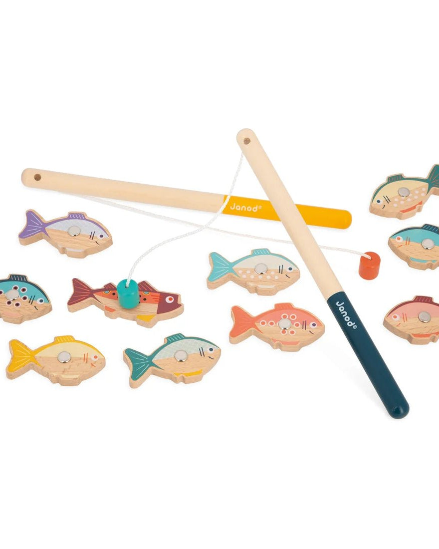Jeu de pêche magnétique en bois – Janod -Jeux d'adresse- Boutique LeoLudo-Janod