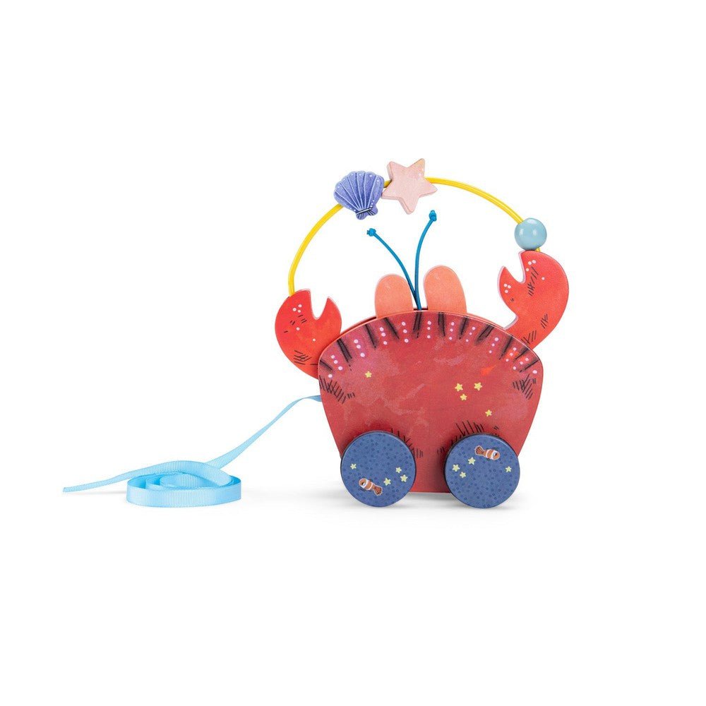 Joli crabe en bois à tirer pour les enfants Jouets à tirer / pousser- Boutique LeoLudo