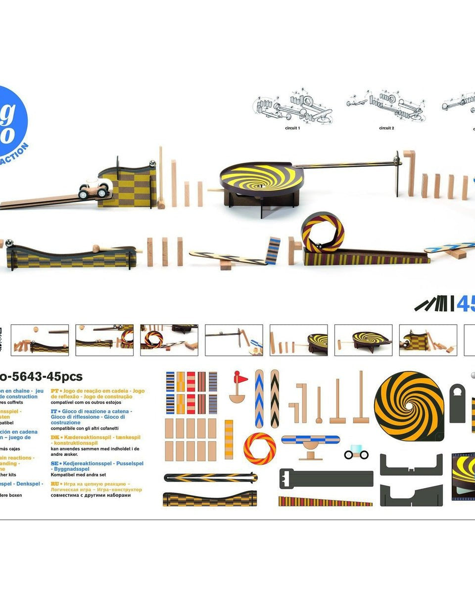 Kit de construction Zig & go - 45 pcs pour une chaîne de réaction impressionnante Jeux de construction- Boutique LeoLudo