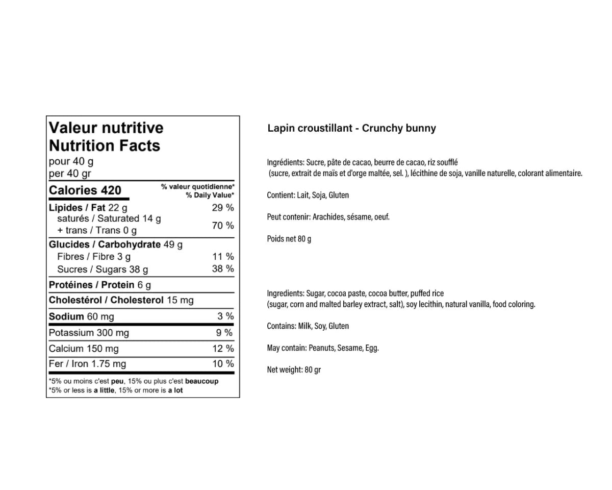 Lapin croustillant - Chocolat au lait (80g) - Nourriture - Boutique LeoLudo - Chocolat Boréal