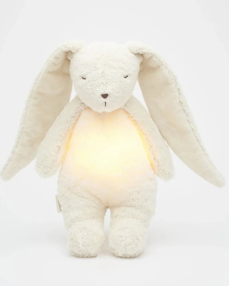 Lapin Polaire Moonie – Peluche sonore biologique avec veilleuse - Jouets d'éveil - Boutique LeoLudo - moonie