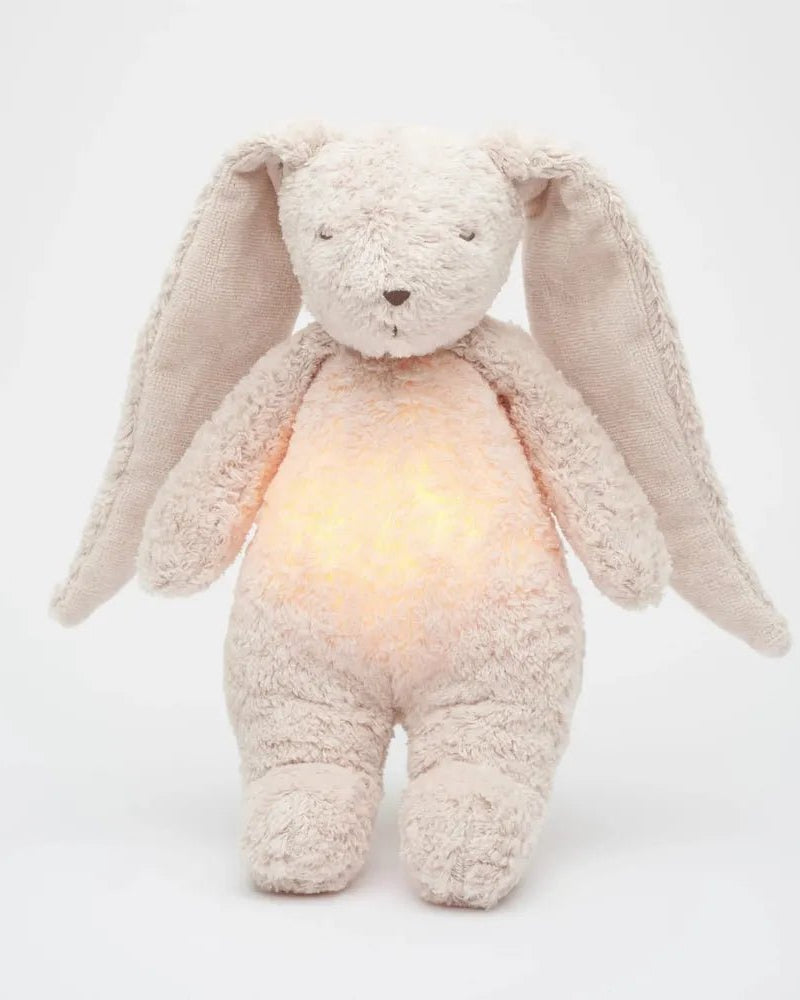 Lapin Rose Moonie – Peluche sonore biologique avec veilleuse - Jouets d'éveil - Boutique LeoLudo - moonie