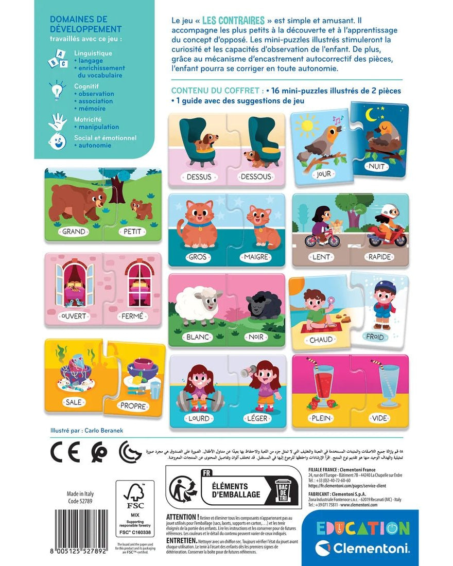 Les Contraires – Jeu éducatif -Jeux éducatifs- Boutique LeoLudo-Clementoni