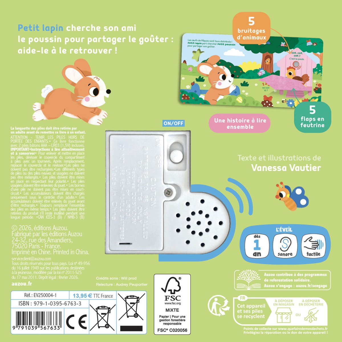 Livre sonore - 1, 2, 3, qui est là ? Pâques - Livres d'éveil - Boutique LeoLudo - Auzou